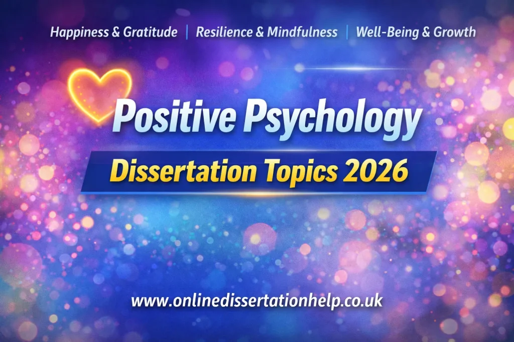 Positive Psychology Dissertation Topics 2026 covering happiness, gratitude, resilience, mindfulness, and well-being – www.onlinedissertationhelp.co.uk