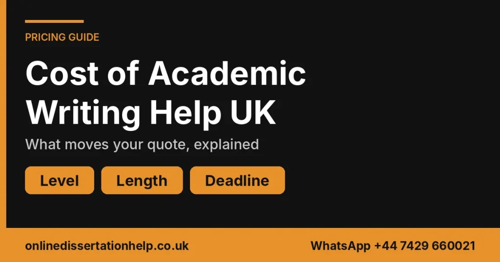 Cost of academic writing help in the UK: level, length and deadline